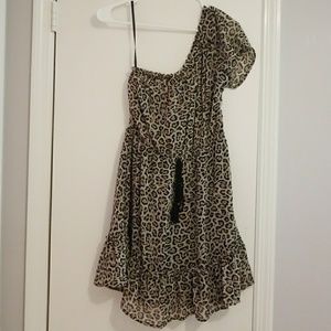 Leopard Cheetah One Shoulder Dress NWT